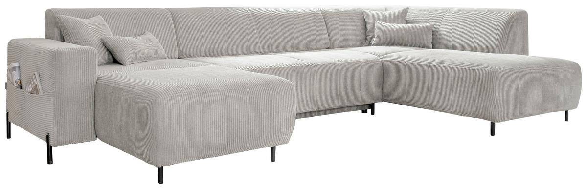 Sedacia súprava CÉLINE U, pravá, béžový menčester - čierna/béžová, kov/textil (165/330/192cm) - MID.YOU