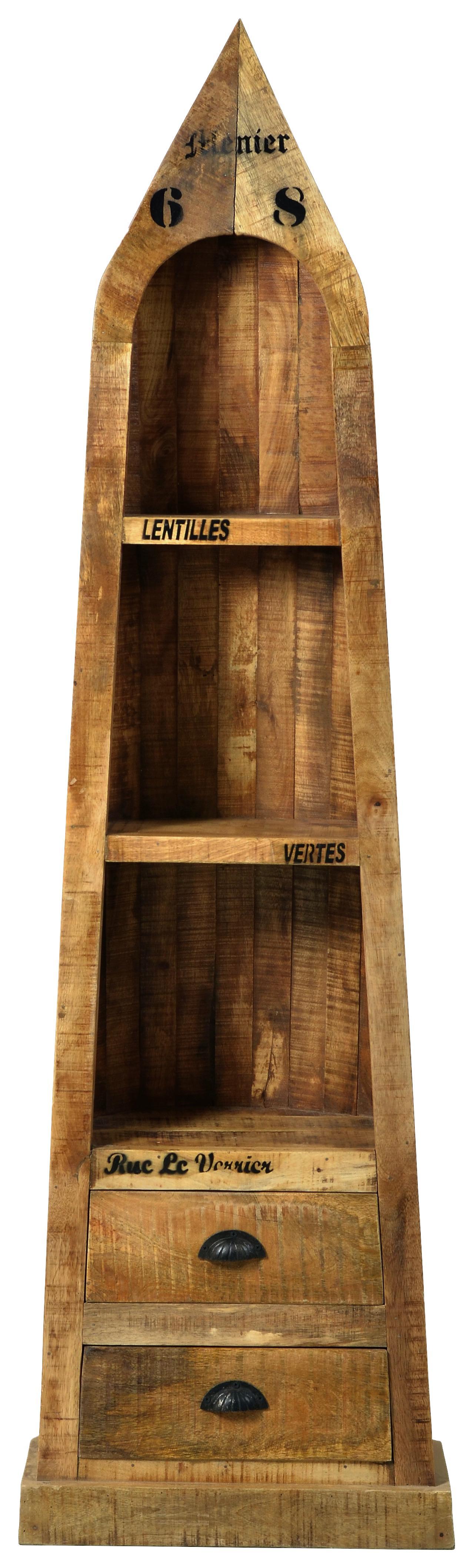 Bootsregal Brion B: 65 cm Mangoholz - Schwarz/Naturfarben, Basics, Holz (65/190/35cm)