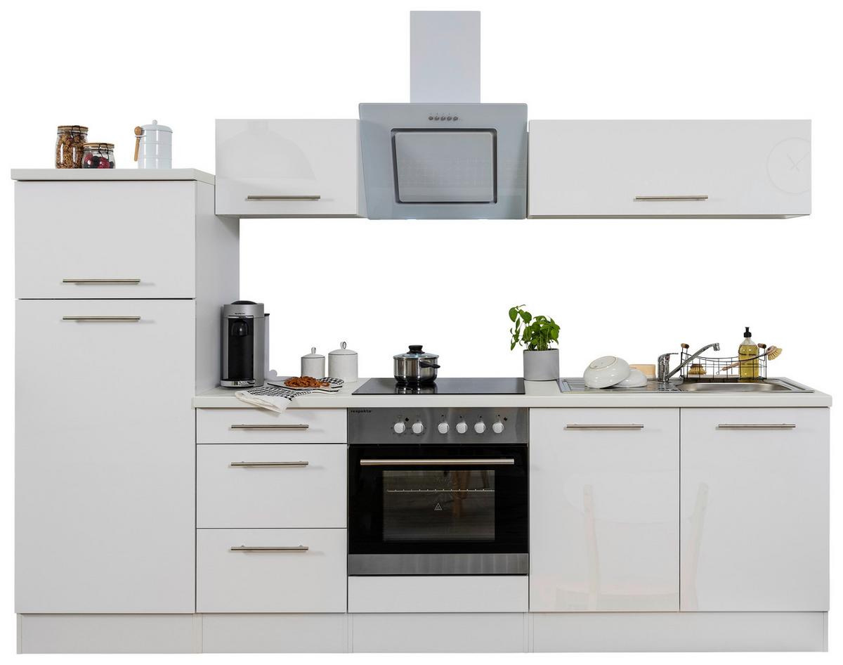 Küchenzeile mit Geräten B: 270 cm Weiß/Holz Dekor - Weiß, KONVENTIONELL, Holzwerkstoff (270cm) - Respekta