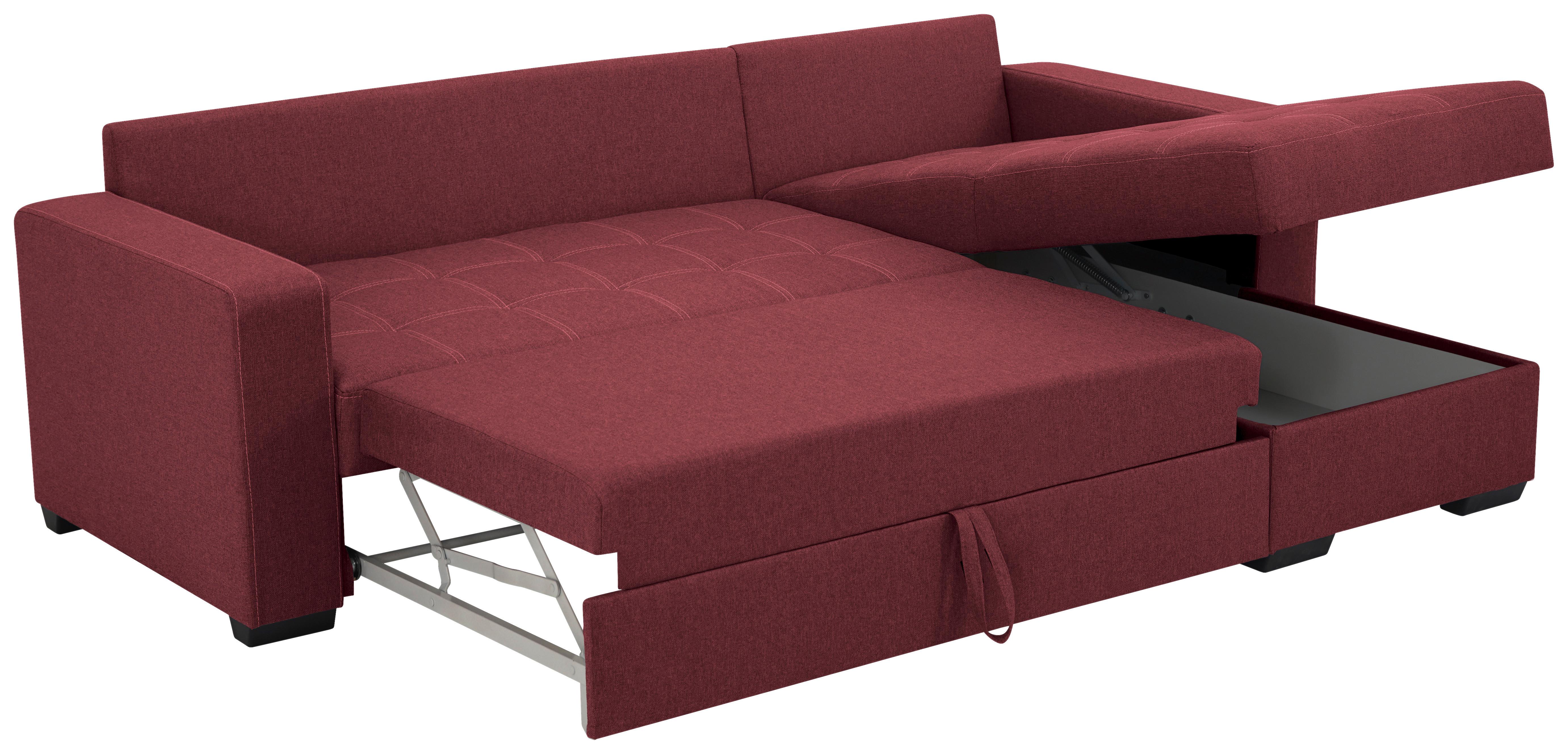Eckschlafsofa Mediolan Rot S: 240x160 cm - Rot/Schwarz, Design, Textil (240/160cm) - Livetastic