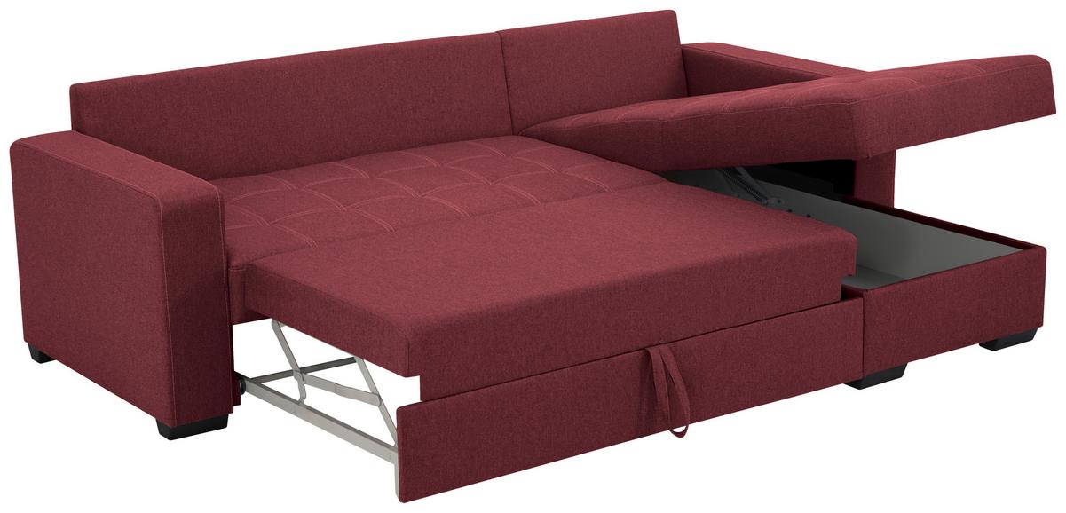 Eckschlafsofa Mediolan Rot S: 240x160 cm - Rot/Schwarz, Design, Textil (240/160cm) - Livetastic