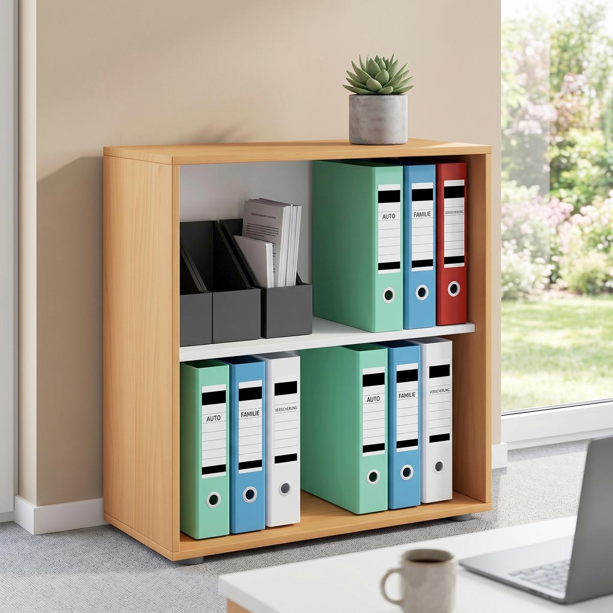 REGÁL NA DOKUMENTY LONA L - černá/barvy buku, Basics, kompozitní dřevo/plast (70/74/37cm) - P & B