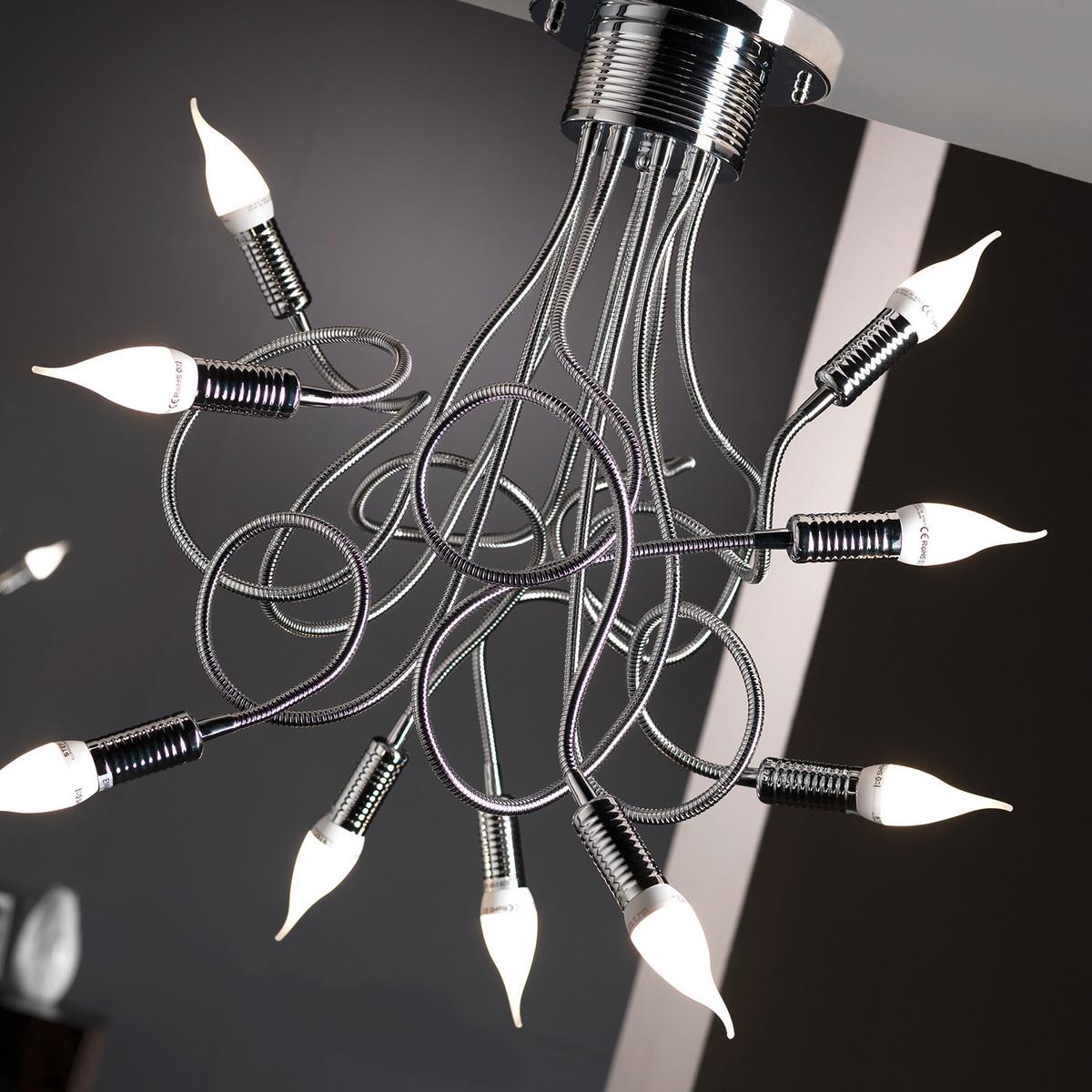 Deckenleuchte Chromfarben D: 70 cm 6w - Chromfarben, Design, Metall (70/85cm)