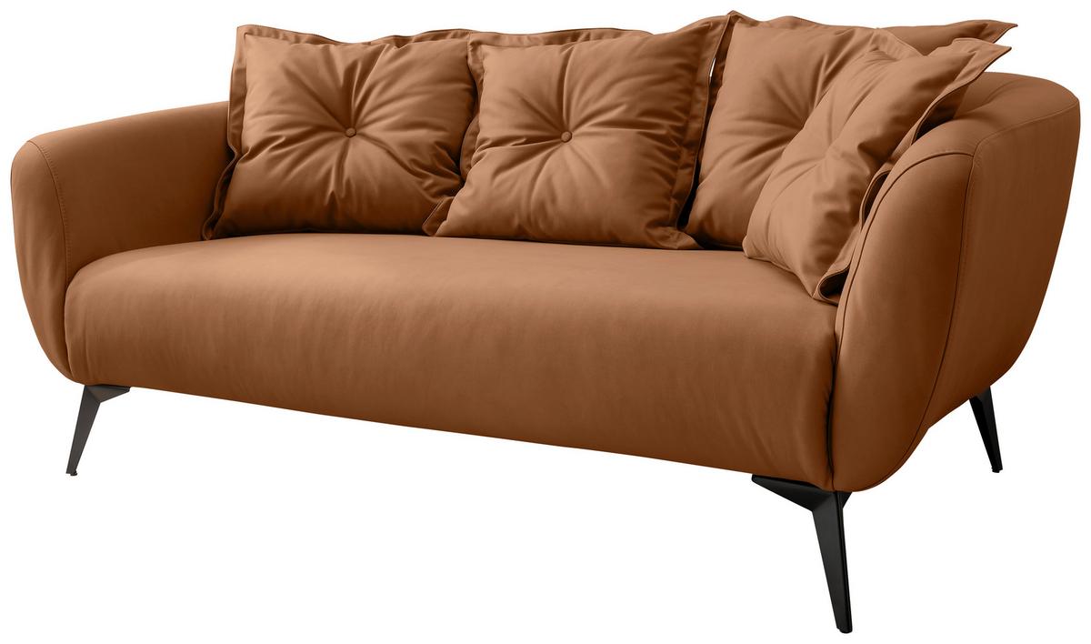2,5 Sitzer Sofa Baggio Cognac B: 196 Cm - Cognac/Schwarz, MODERN, Textil (196/94/103cm) - Livetastic