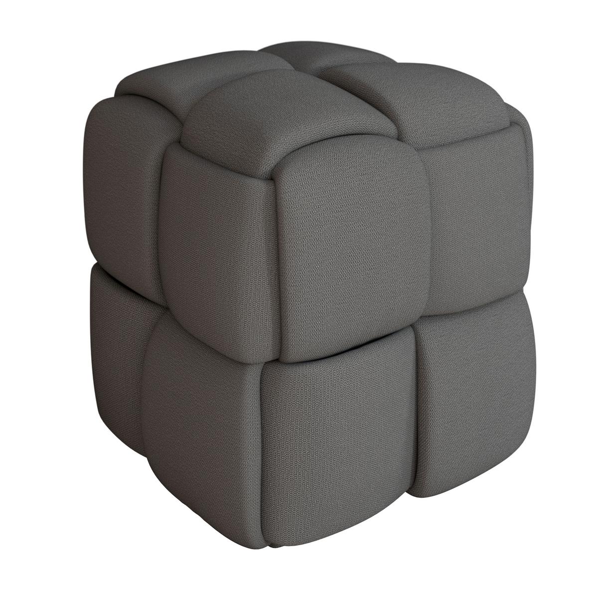 Taburet ELLA tmavě šedá bouclé - černá/tmavě šedá, Moderní, dřevo/textil (45/45/45cm) - Bessagi Home