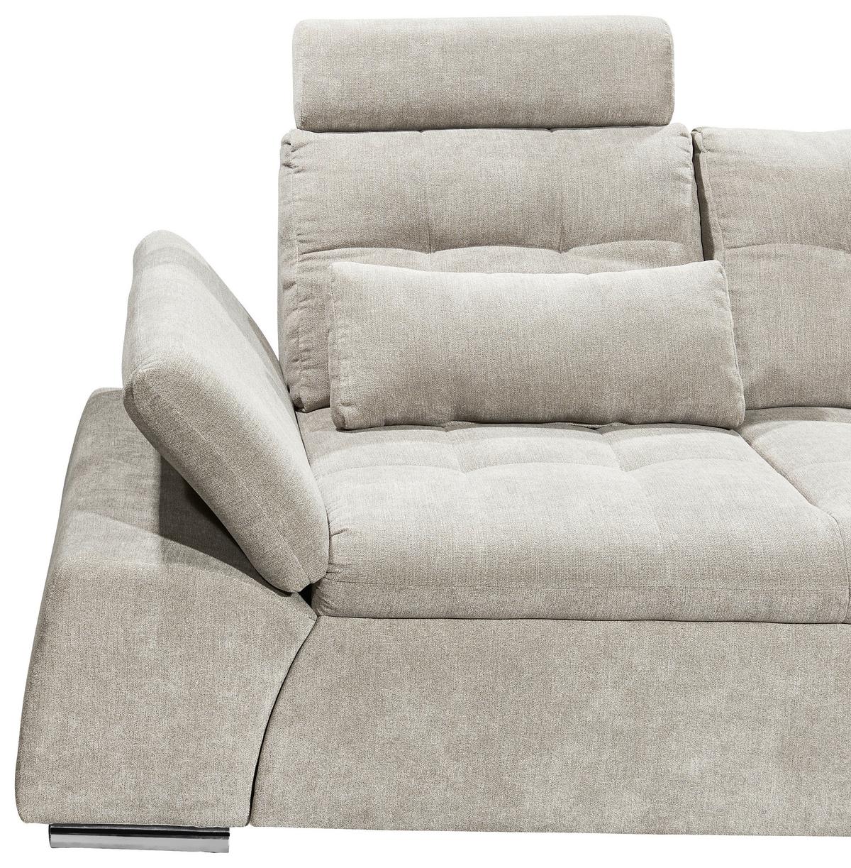 Sedací souprava s rozkladem Nalo hnědá - barvy stříbra/jílová barva, Konvenční, kompozitní dřevo/textil (268/170cm) - MID.YOU