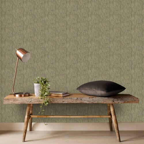 Vliestapete Grasscloth - Goldfarben, Basics, Papier/Kunststoff (52/1000cm)
