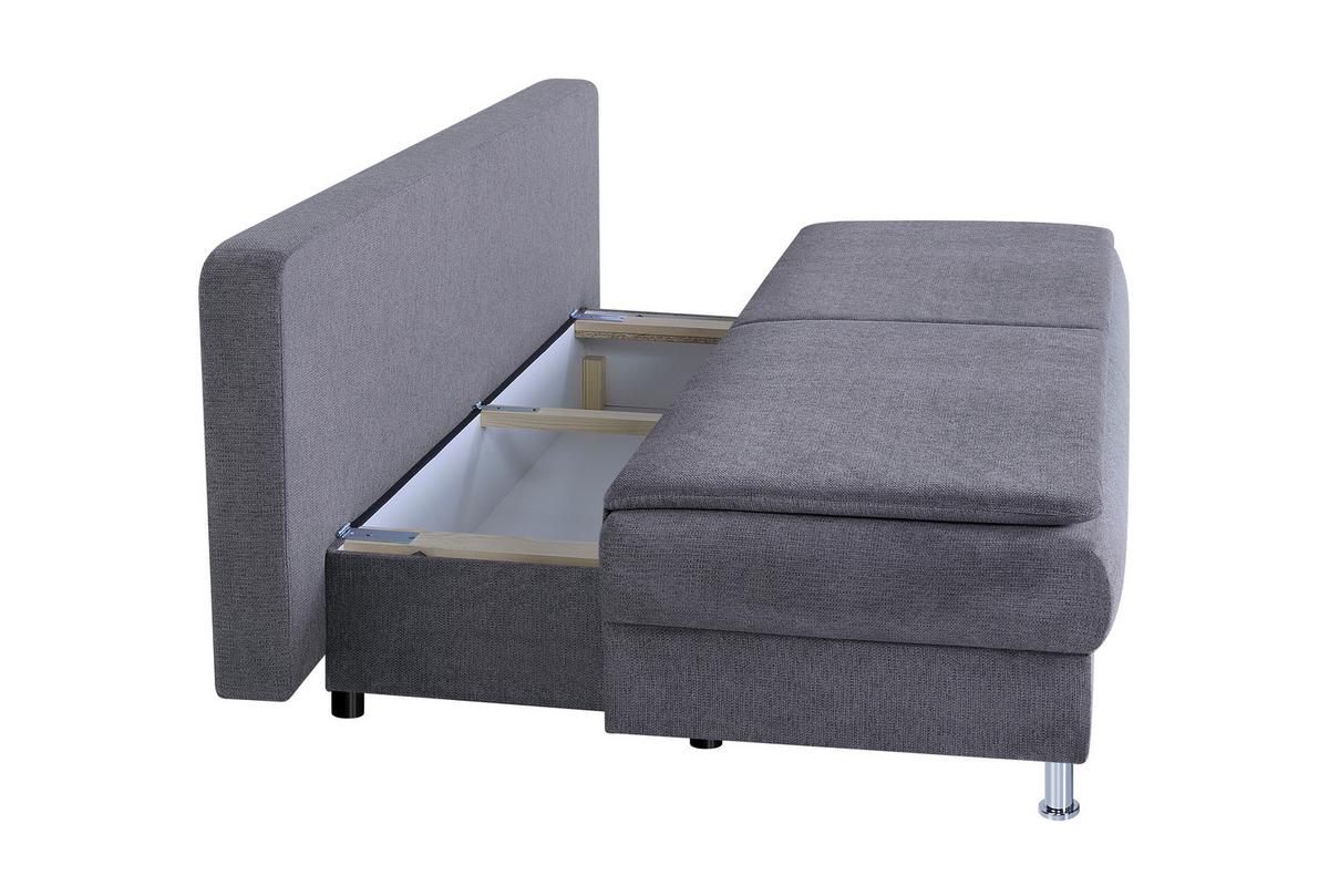 Schlafsofa mit Bettkasten Ken Graubraun - Chromfarben/Graubraun, Design, Textil (200/92/90cm) - P & B
