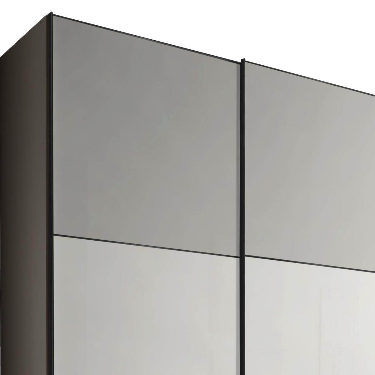 Schwebetürenschrank Glasfront 280cm Includo, Hellgrau/weiß - Dunkelgrau/Hellgrau, MODERN, Glas/Holzwerkstoff (280/222/68cm)