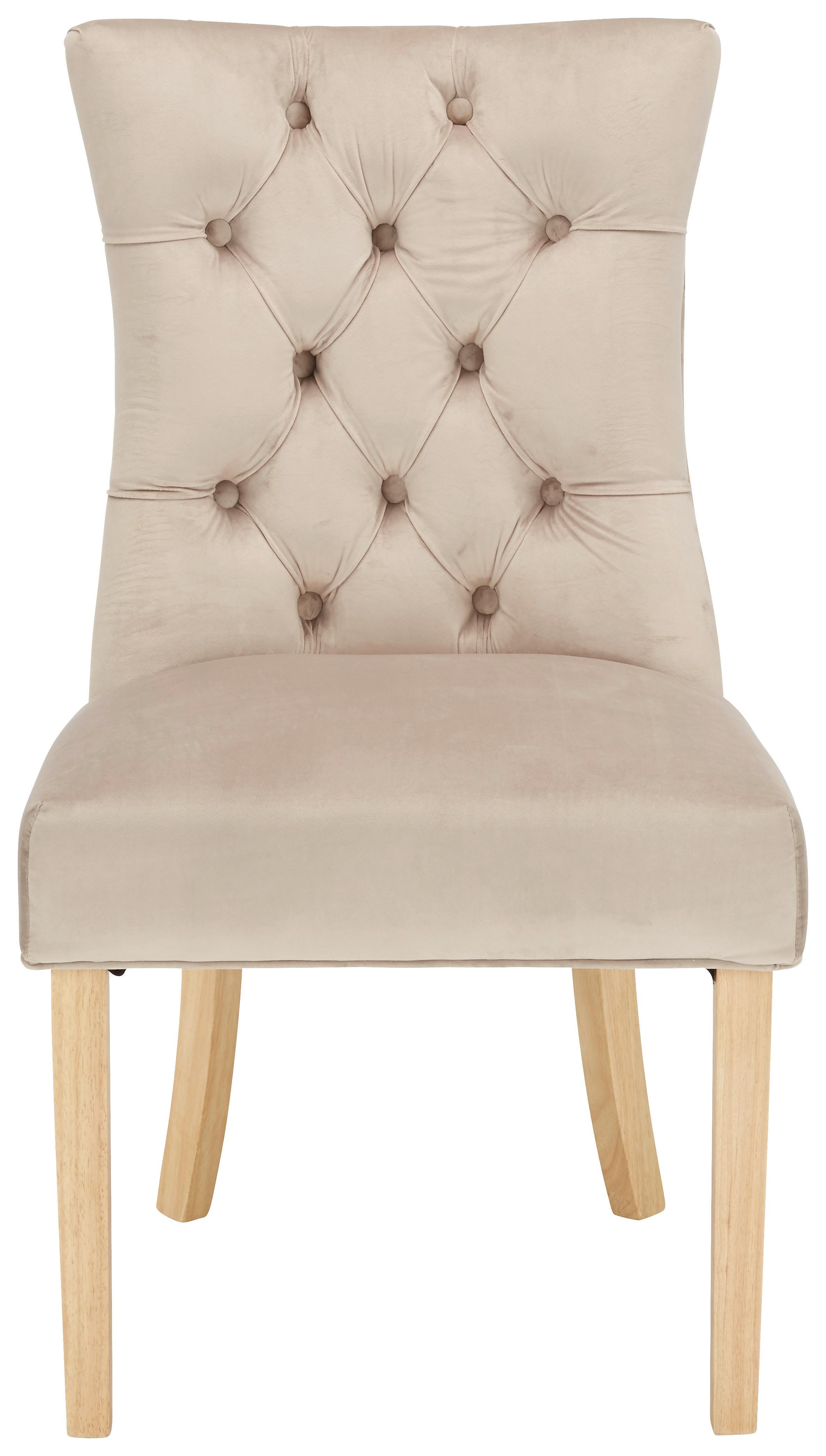 Stolička JOLEEN zamat krémová - přírodní barvy/šedohnědá, Lifestyle, kov/dřevo (55/97/64cm) - Mömax