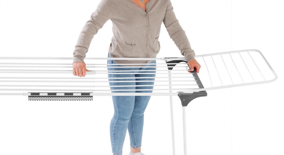 Wäscheständer Easymaxx, Grau, Weiß, Lxbxh: 258x56x100 Cm - Weiß/Grau, Basics, Kunststoff/Metall (258/56/100cm)