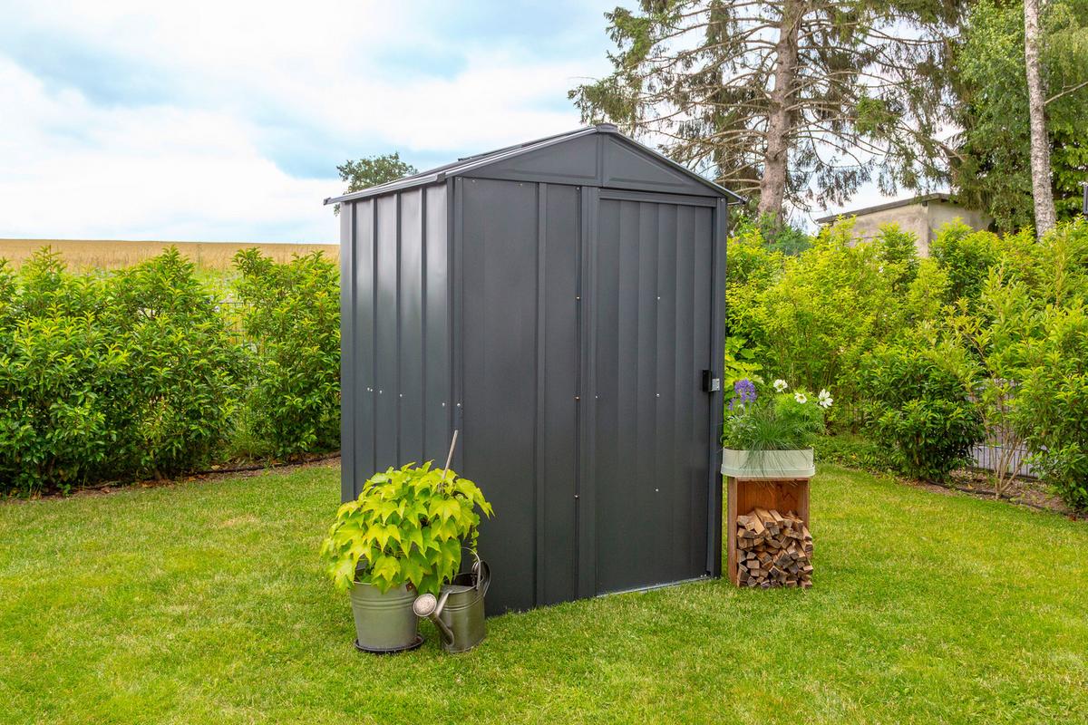 Gerätehaus Mit Satteldach 151x198x122 cm - Grau, Basics, Metall (151/198/122cm)