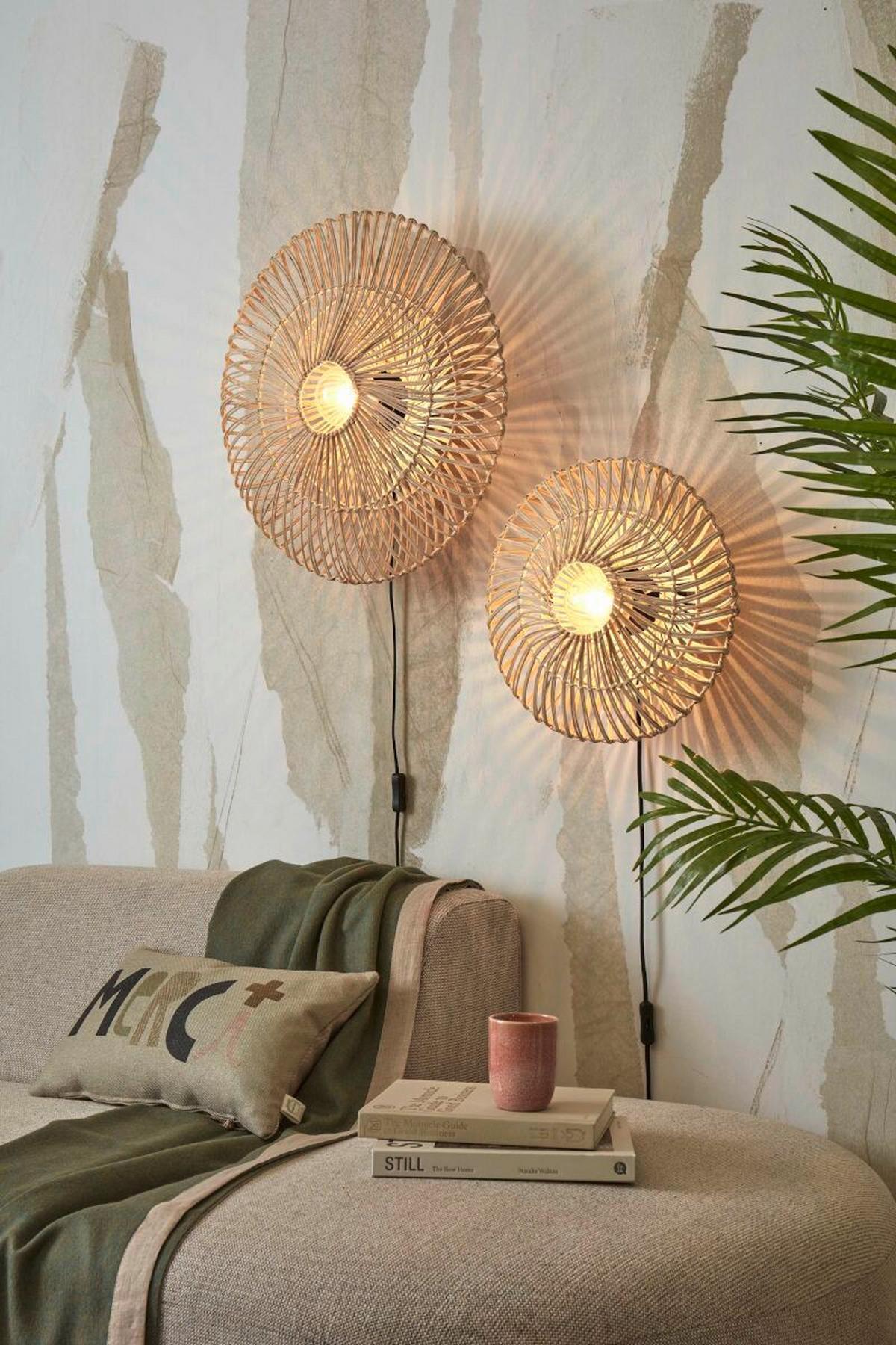 Wandleuchte Zanzibar/W/5514/W - Weiß, Trend, Naturmaterialien (55/14cm) - Good & Mojo