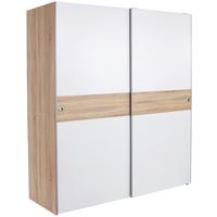 Schwebetürenschrank 170cm Wiki, Weiß/ Sonoma Eiche Dekor - Weiß/Sonoma Eiche, KONVENTIONELL, Holzwerkstoff (170/196/60cm) - MID.YOU