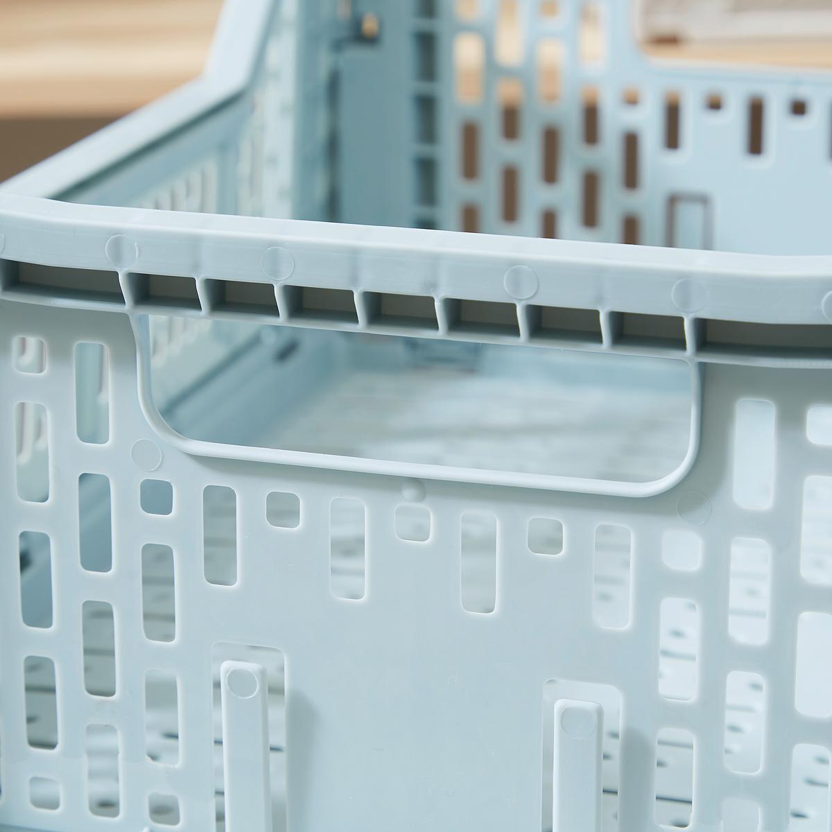 Faltbox Chaline Kunststoff 27x17x10,5 Cm - Blau/Weiß, Basics, Kunststoff (27/10,5/17cm) - Homezone