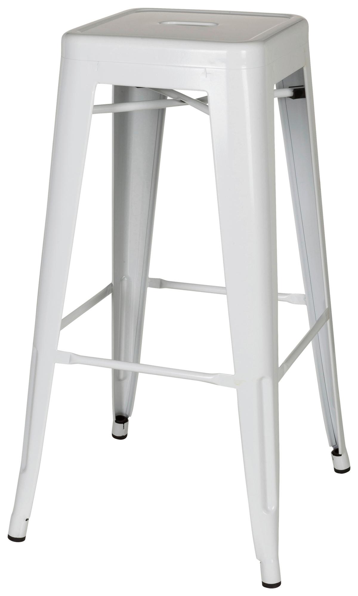 Barhocker Vantaggio High stapelbar Weiß bis 150 kg - Weiß, Basics, Metall (44/77/44cm) - MID.YOU