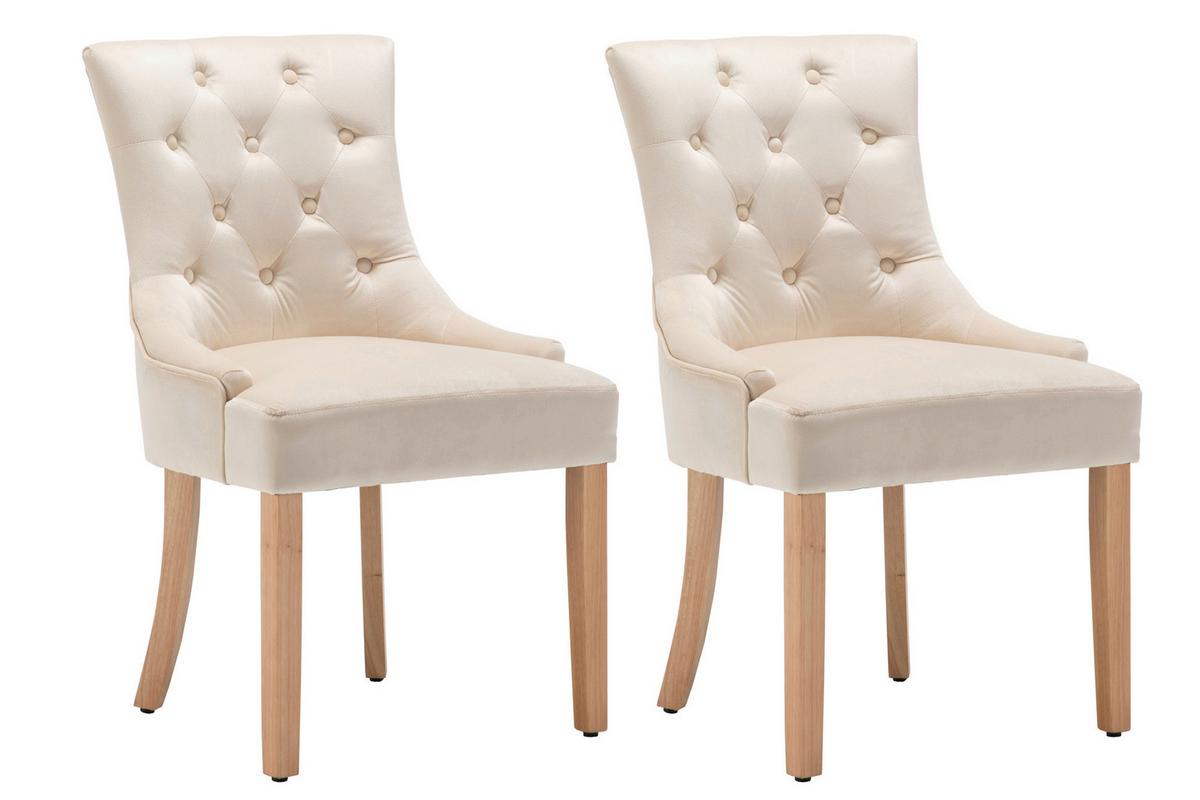 Stuhl-set Samt Creme, B: 56cm - Creme/Naturfarben, Design, Holz/Textil (56/91/63cm) - Livetastic