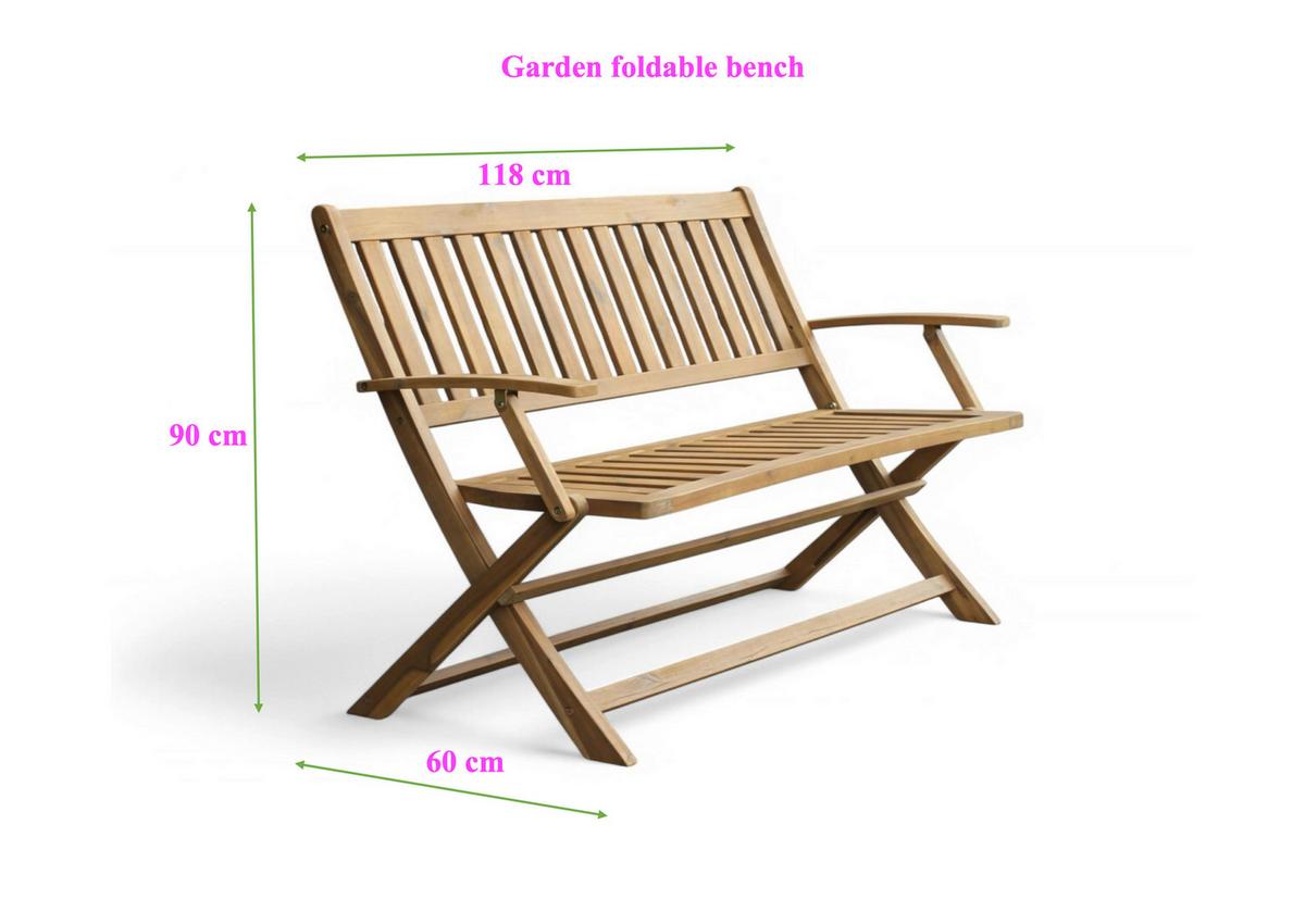 Gartenbank 2-Sitzer, Akazie faltbar, ca. 118x60x90 cm - Akaziefarben, Basics, Holz (118/60/90cm)