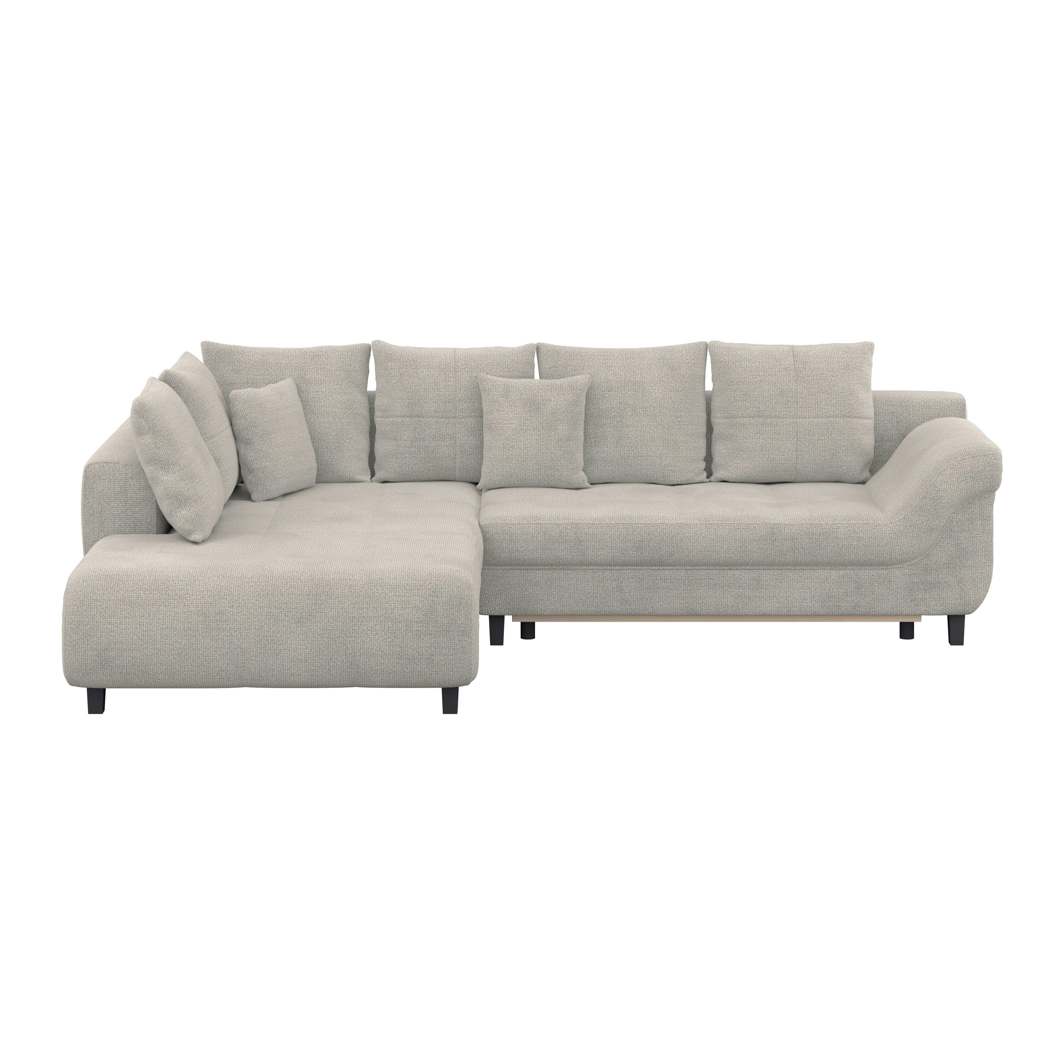 Ecksofa Mit Schlaffunktion Mendoza New Chenille 197x309cm - Schwarz/Grau, KONVENTIONELL, Textil (197/309cm) - Ondega