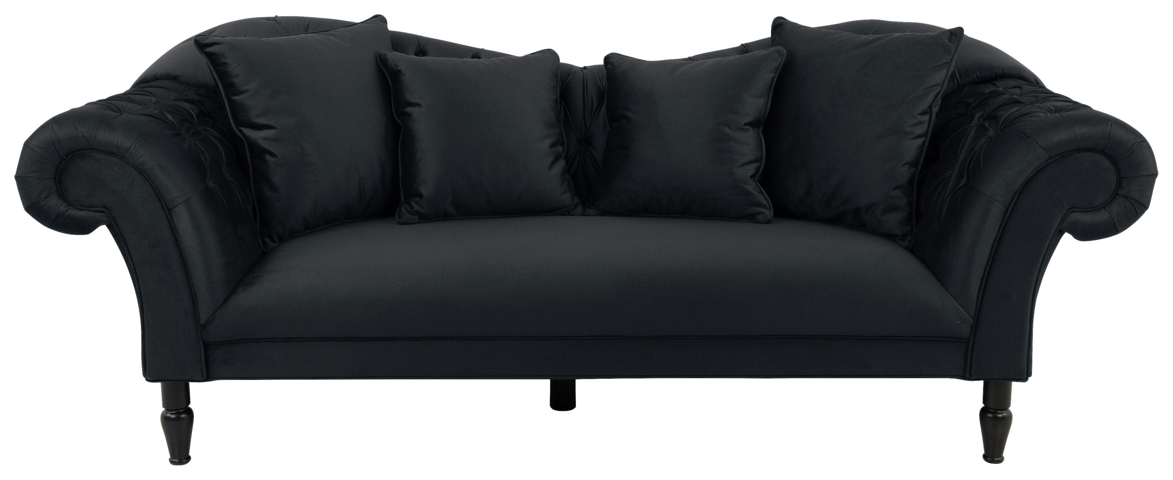 3-Sitzer-Sofa Cupido Anthrazit Samt - Anthrazit/Schwarz, Design, Textil (242/91/104cm) - MID.YOU