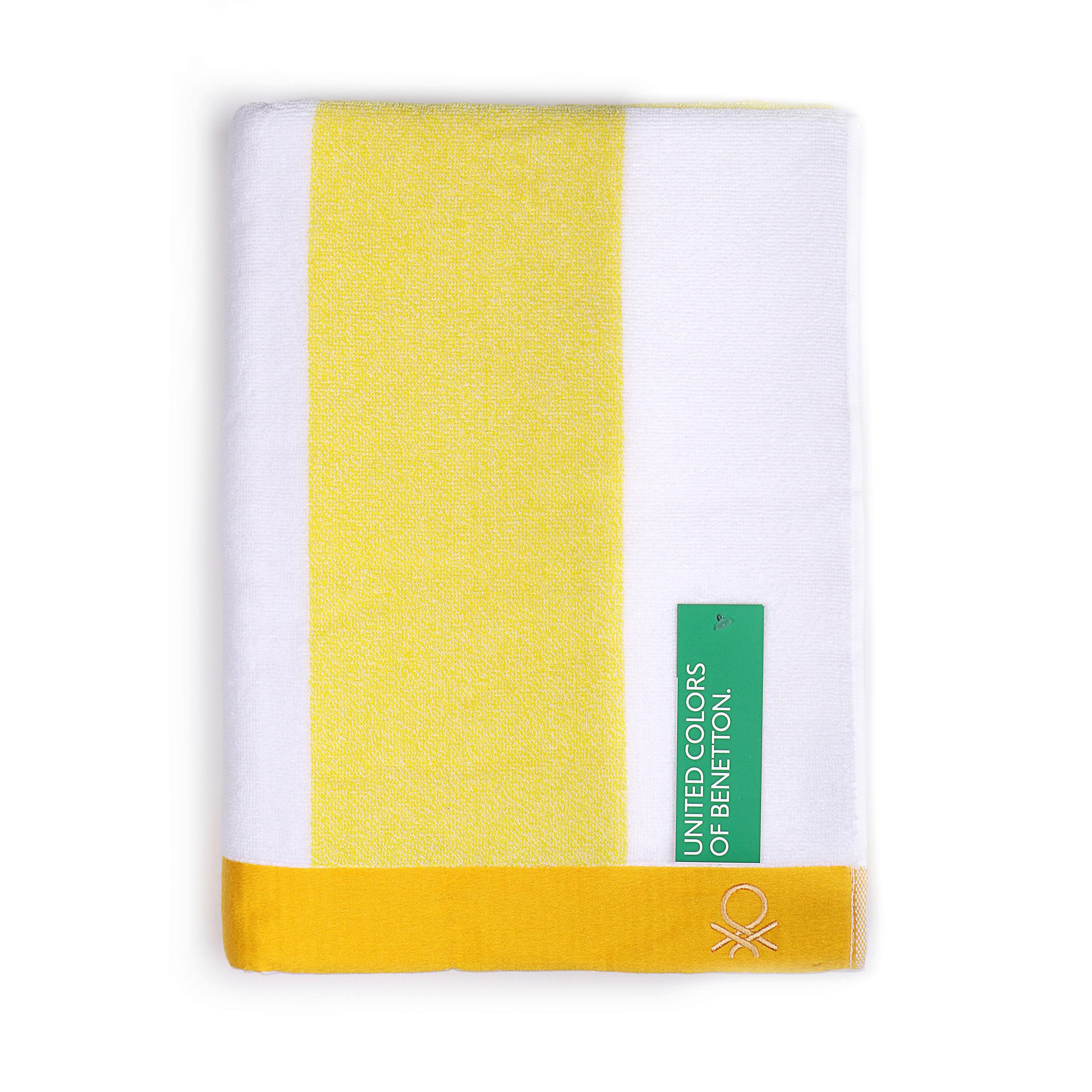 Strandtuch Baumwolle Gelb/ Weiß 90x160x1,5 cm - Gelb/Weiß, Basics, Textil (90/160/1.5cm) - Benetton