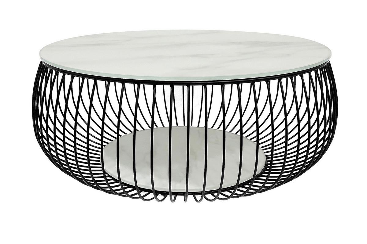 Couchtisch Schwarz/weiß D: 86 Cm - Schwarz/Weiß, Design, Glas/Metall (86/86/35cm) - Livetastic