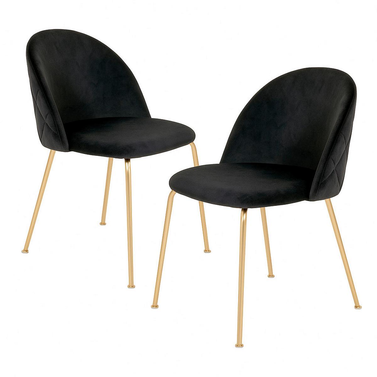 Stuhl-set Geneve Schwarz B: 51 Cm - Messingfarben/Schwarz, MODERN, Textil/Metall (51/78/56cm) - MID.YOU