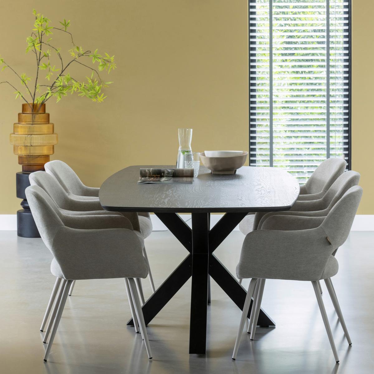 TISCHGESTELL Tablo Schwarz B: 159cm - Schwarz, MODERN, Metall (159/72/77cm) - Livetastic