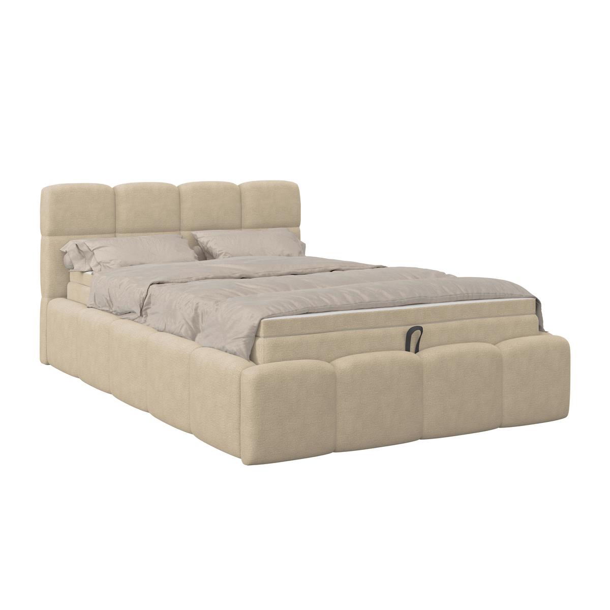 Polsterbett Noe Braun, Lf: 140x200 cm - Schwarz/Braun, Trend, Textil/Metall (140/200cm)