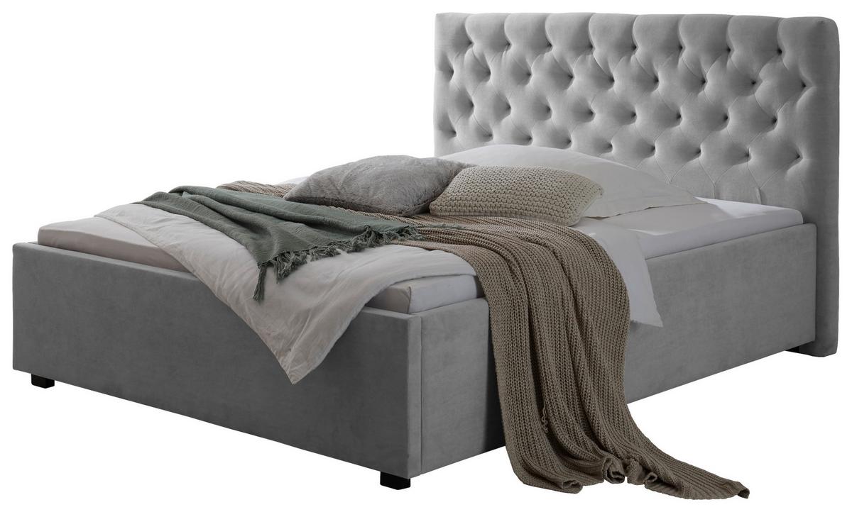 Polsterbett Miami 180x200cm Hellgrau - Hellgrau/Schwarz, Basics, Textil (196/120/212cm) - MID.YOU