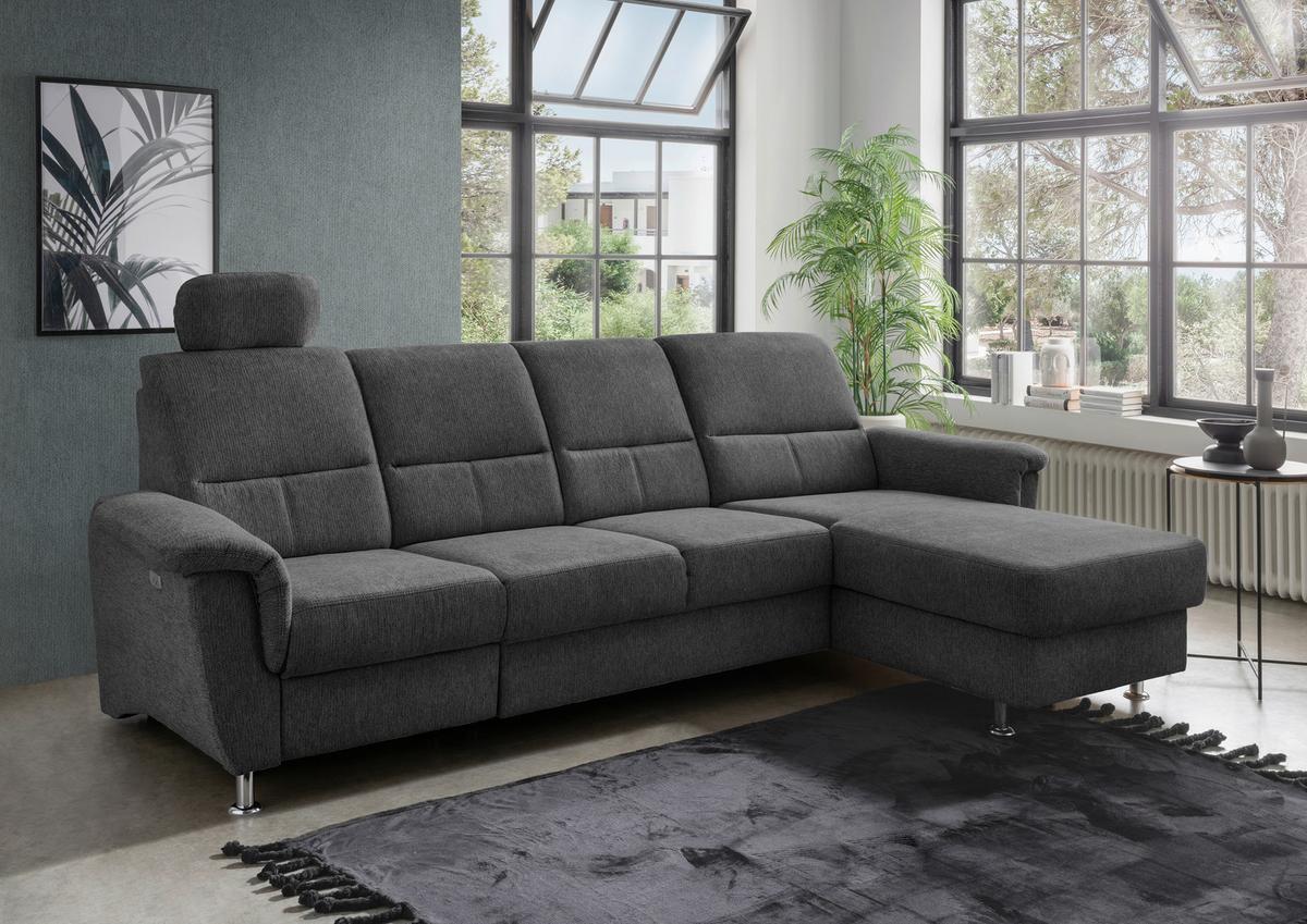 Ecksofa Mit Relaxfunktion Parole Anthrazit Chenille - Chromfarben/Anthrazit, KONVENTIONELL, Textil (292/165cm) - Livetastic