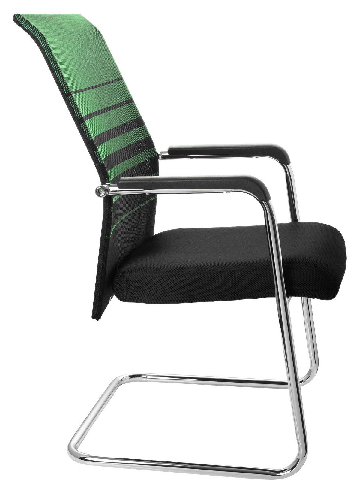 Besucherstuhl mit Armstützen Grün/Schwarz Bis 120 Kg - Chromfarben/Schwarz, MODERN, Kunststoff/Textil (57/104/55cm) - MID.YOU