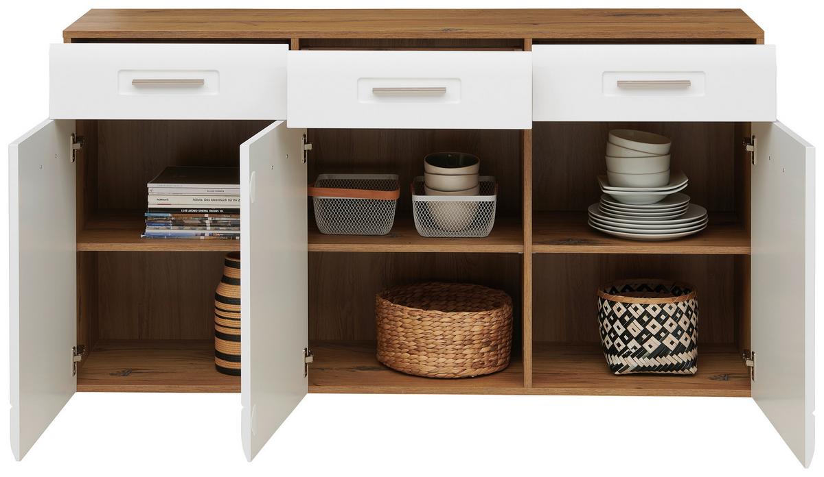 Sideboard Mit Soft-Close B: 150 cm Auris, Weiß/Eiche Dekor - MODERN, Holzwerkstoff (150/81,3/43,1cm) - Luca Bessoni