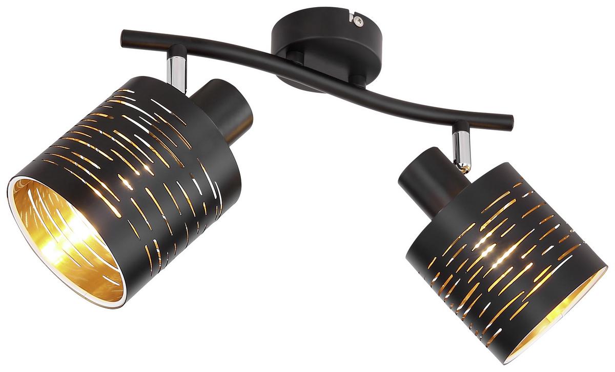Strahler Tunno 2-flammig Verstellbar L: 29,6 Cm - Goldfarben/Schwarz, Design, Kunststoff/Metall (29,6/10/16cm) - Globo