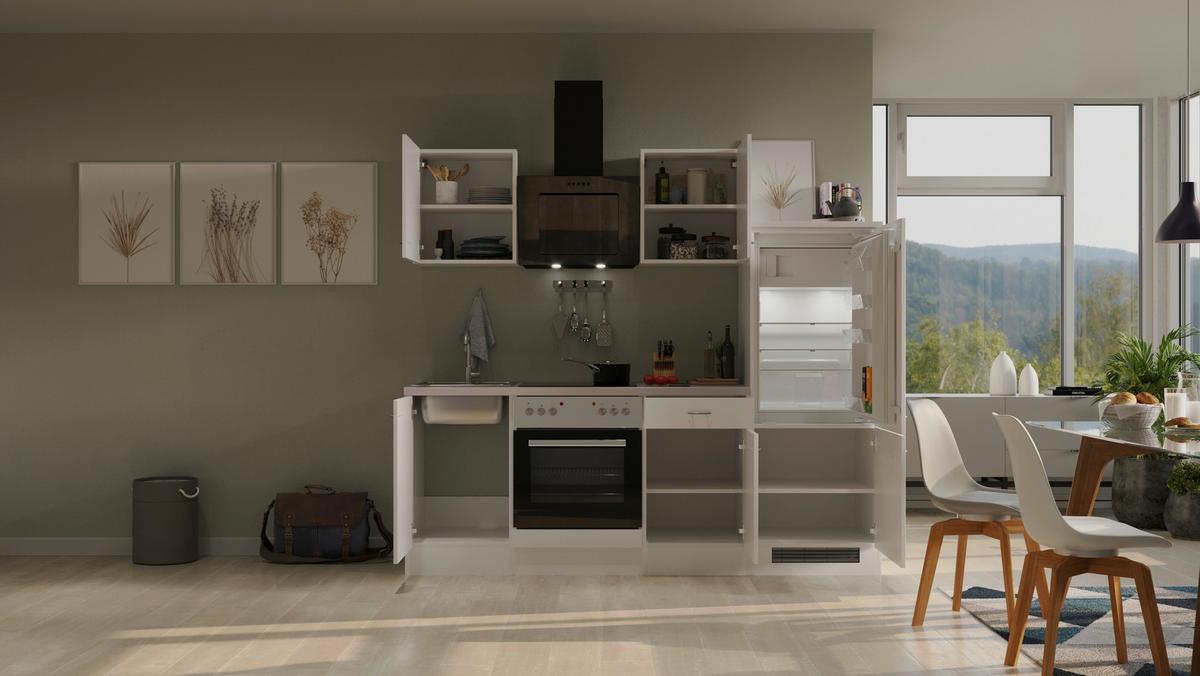 Küchenblock Wito G-220-1706-005 - Hellgrau/Weiß, MODERN, Holzwerkstoff (220cm) - FlexWell