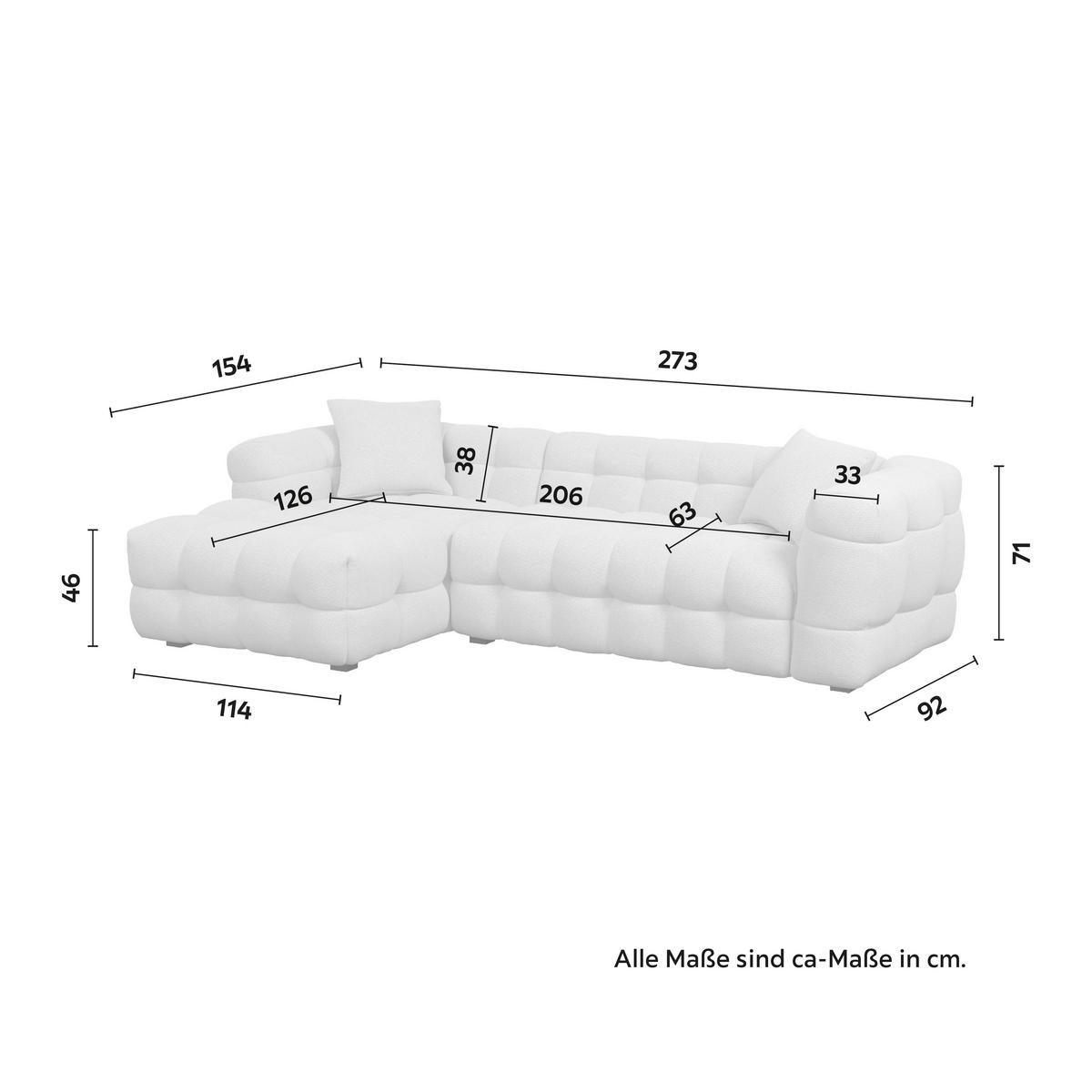 Sedací souprava MAGDA, oboustranná, šedobéžové buklé - černá/šedobéžová, Moderní, dřevo/textil (268/71/157cm) - Bessagi Home