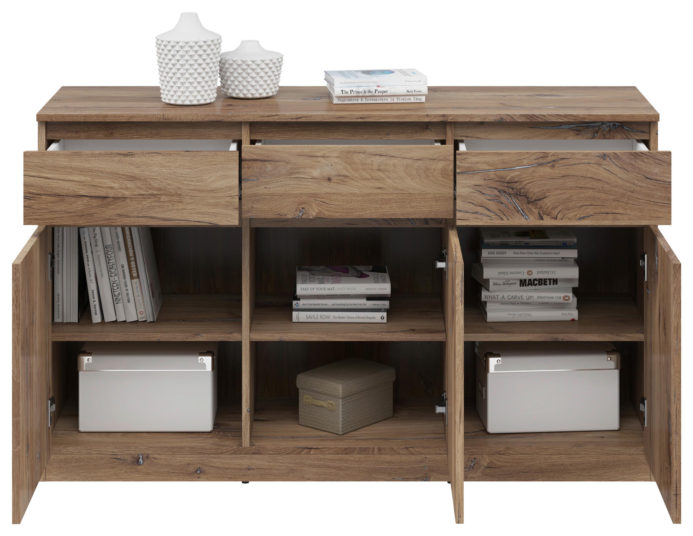 Kommode B: 135 cm Saturn Flagstaff Oak Dekor - Eichefarben, KONVENTIONELL, Holzwerkstoff (135/81/42cm)