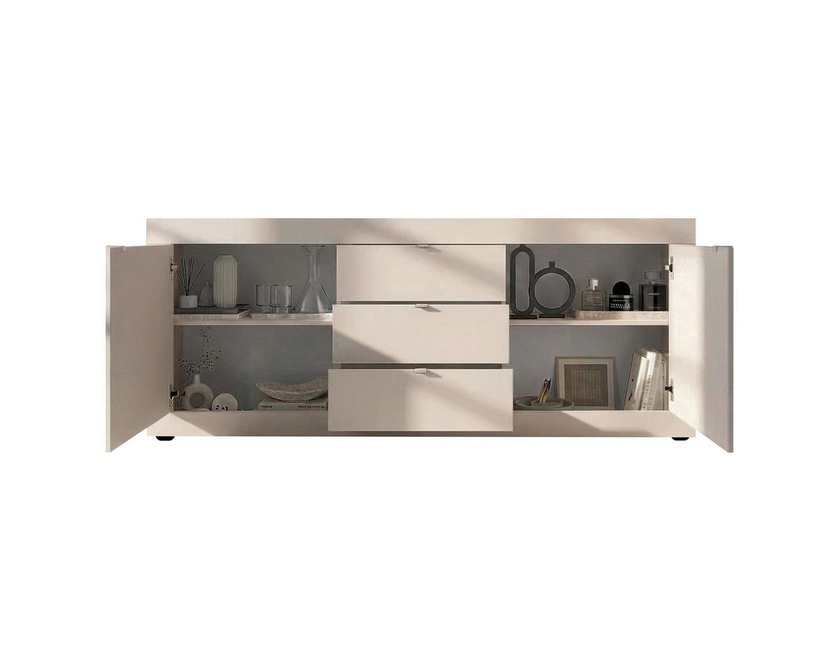 Sideboard Basic Kaschmir B: 210 Cm - Kaschmir/Schwarz, Design, Holzwerkstoff (210/86/43cm) - MID.YOU