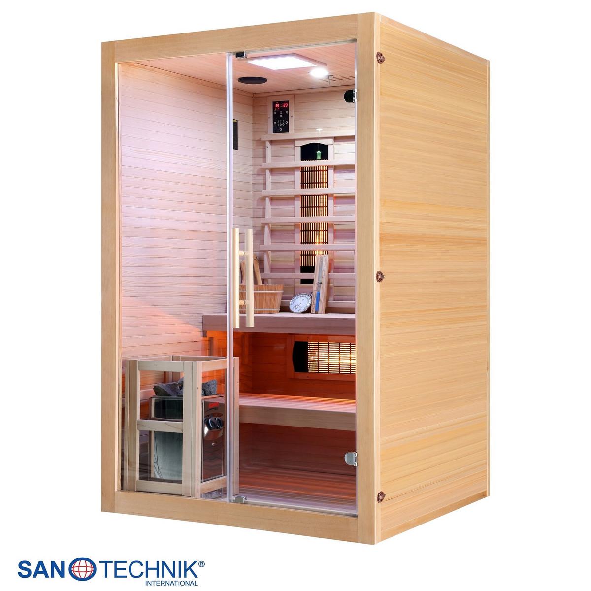 Infrarotkabine 2 Personen LBH: 130x120x200 cm - Naturfarben, Basics, Glas/Holz (130/120/200cm) - Sanotechnik