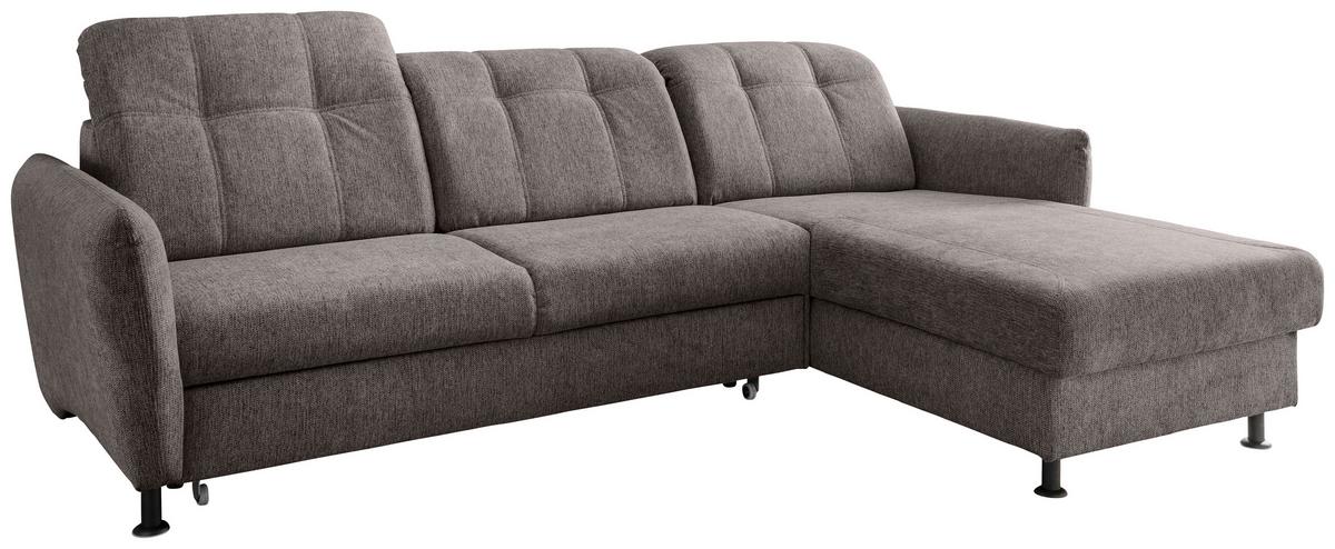 Ecksofa Minori Chenille Graubraun, S: 267x184 Cm - Graubraun/Schwarz, MODERN, Textil (267/184cm) - Livetastic