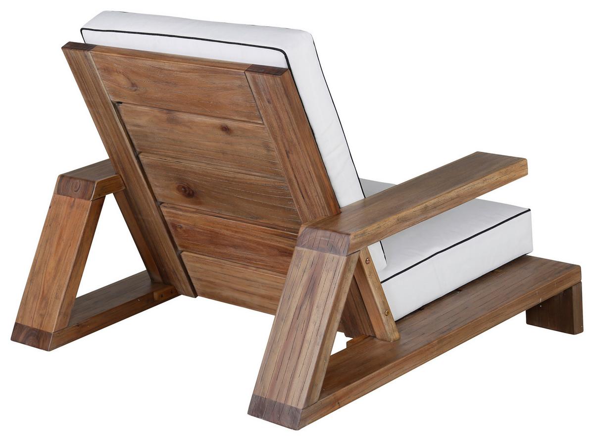 Loungesessel Daria - Weiß/Akaziefarben, KONVENTIONELL, Holz (100/70/92cm) - Gardenson