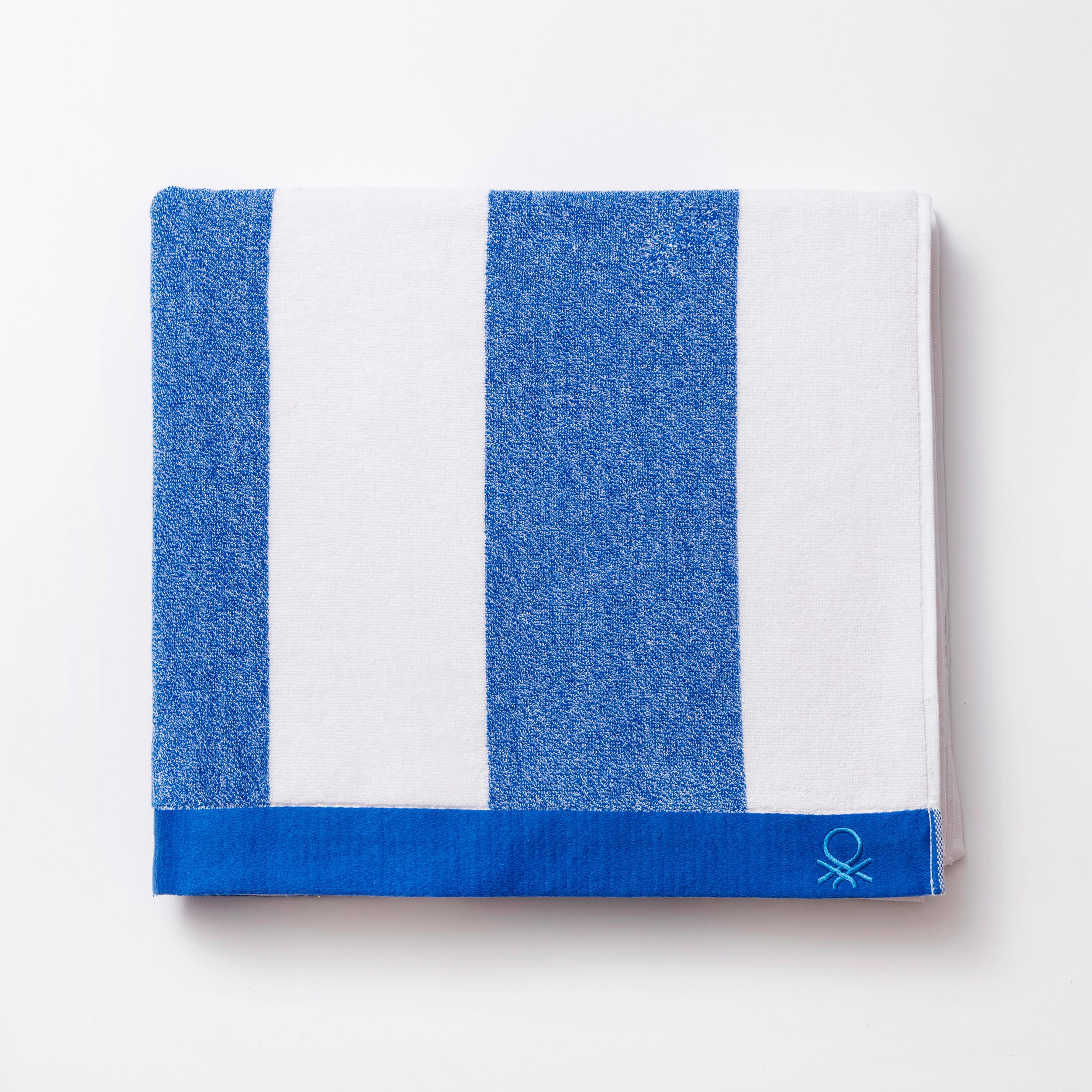 Strandtuch Baumwolle Blau/ Weiss 90x160 cm - Blau/Weiß, Basics, Textil (90/160/1,5cm) - Benetton