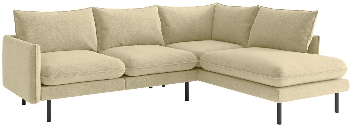 Ecksofa Samos Beige S: 267x204 Cm - Beige/Schwarz, Design, Textil (267/204cm) - Livetastic