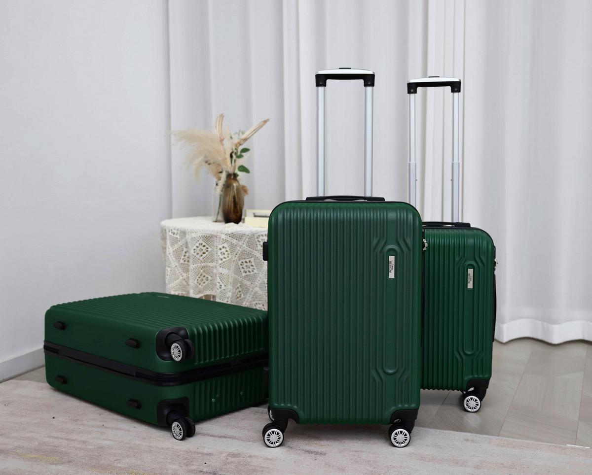 Reisekoffer Palermo 4 Rollen Hartschale, Größe M - Dunkelgrün, Design, Kunststoff/Textil (43/26/65cm) - Luca Bessoni