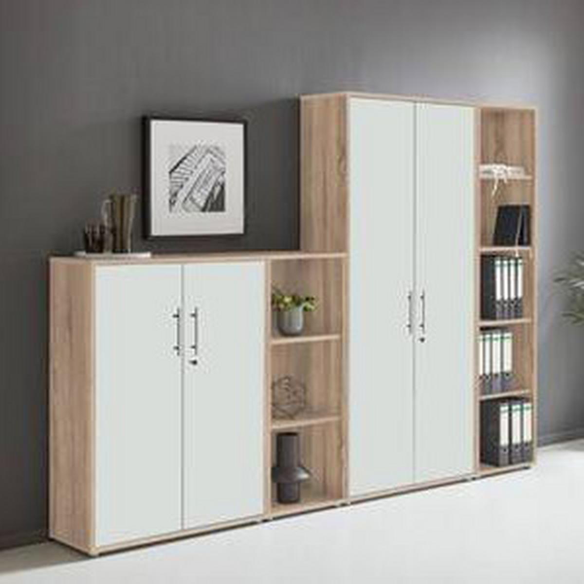 Office Edition B: 257 cm Sonoma Eiche/Weiß - Weiß/Sonoma Eiche, MODERN, Holzwerkstoff (257/186/33cm) - MID.YOU