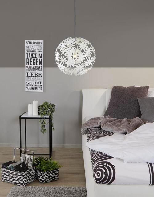 Hängeleuchte Stella H: 150 Cm 1-Flammig, Blumen - Weiß, Basics, Kunststoff (60/150cm) - Globo