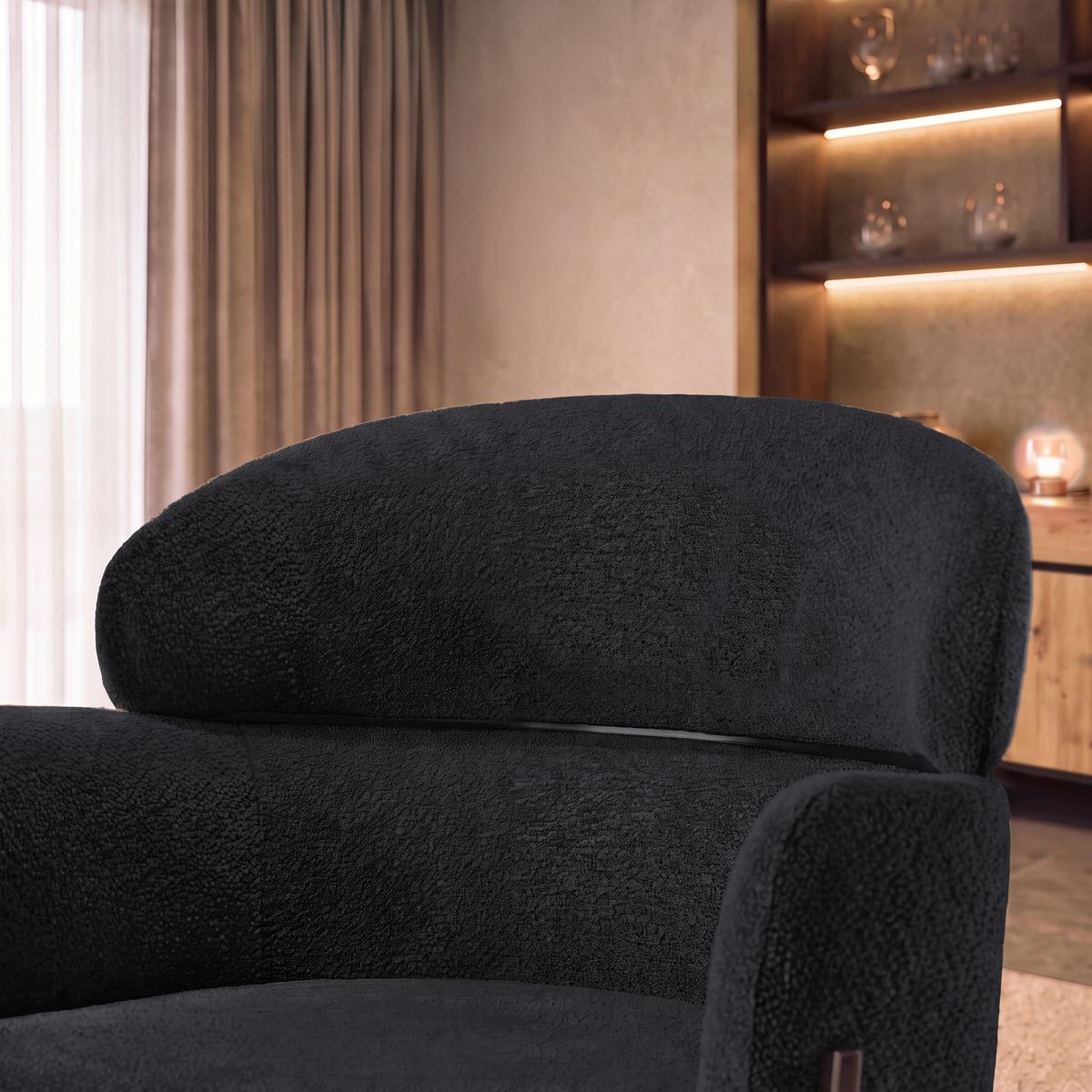 Židle s područkami Chloe, černé, čalouněné - černá, Moderní, kov/textil (62/79/59,5cm) - Bessagi Home