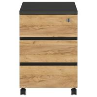 Rollcontainer Eiche Dekor Graphit Lissabon 41x60x50cm - Eichefarben/Graphitfarben, MODERN, Holzwerkstoff/Kunststoff (41/60/50cm) - Germania