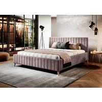 Posteľ s roštom Tamina 160x200, fialová - lila/prírodná farba, Design, drevo/textil (160/200cm)