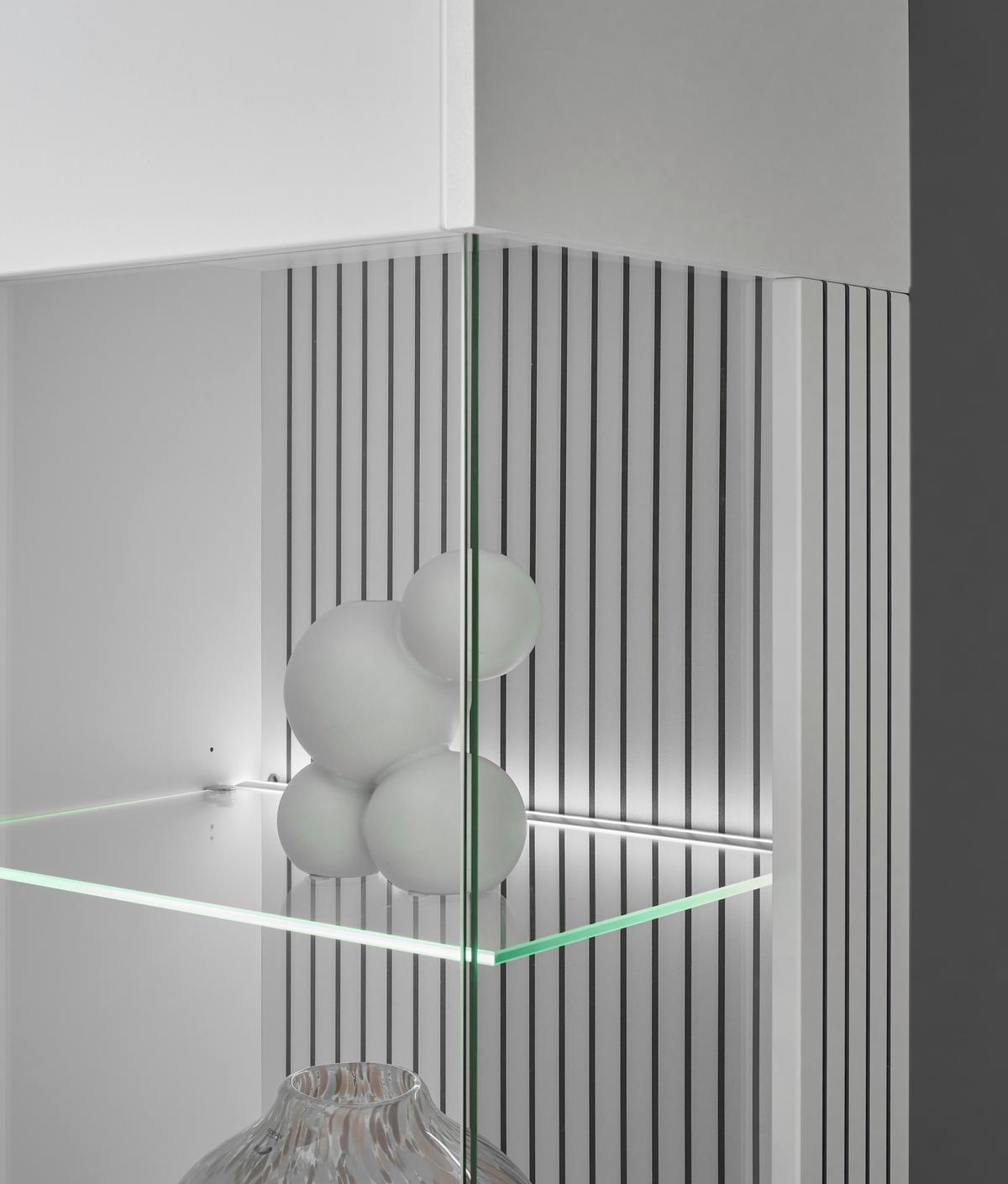 Vitrine Hudson Schwarz/Weiß B: 75 cm - Schwarz/Weiß, Design, Glas/Holzwerkstoff (75/125/38cm) - MID.YOU